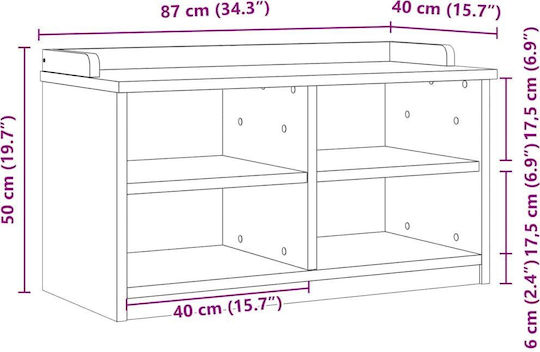 Sandens Eingangsmöbel mit Schuhschrank & Bank White 87x40x50cm