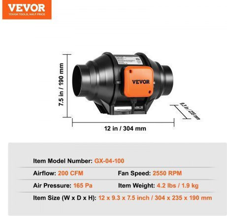 Vevor Industrial Ducts / Air Ventilator 102mm