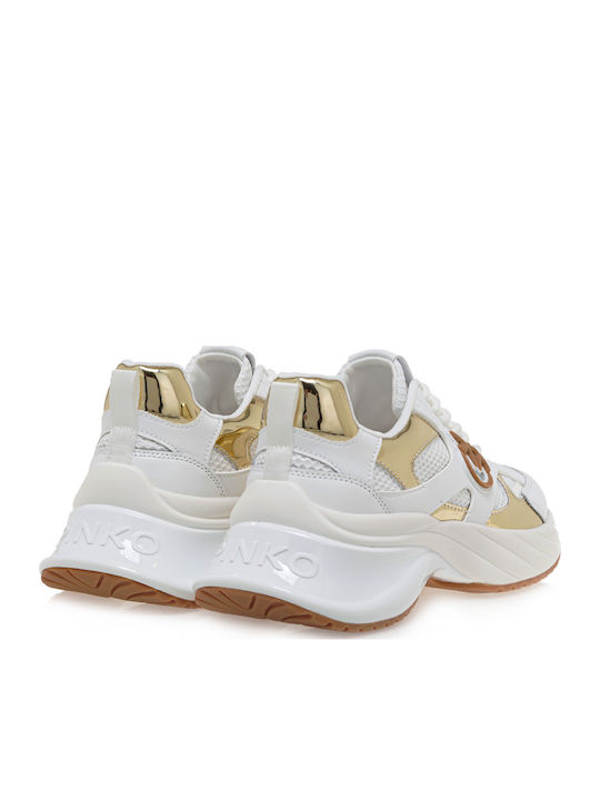 Ariel Damen Chunky Sneakers White Gold Mirror