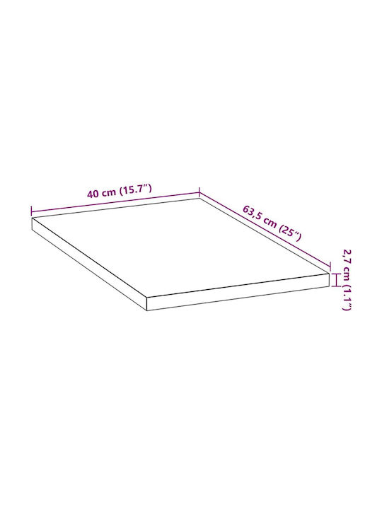vidaXL Rechteckige Theke aus Massivholz in Brauner Holzschatten Farbe 40x63,5x2,7cm 4008995