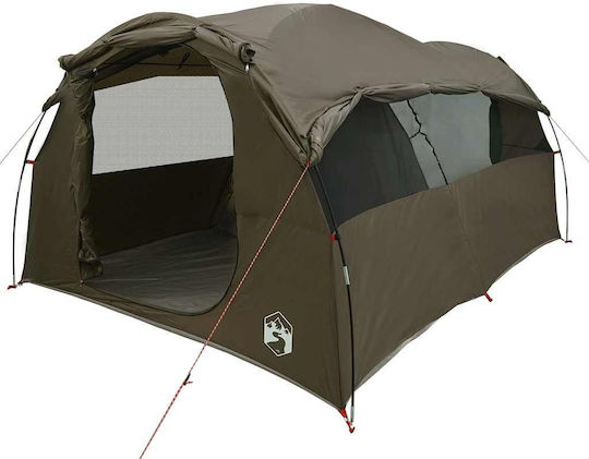 vidaXL Camping Tent Tunnel Brown for 6 People 564x260x185cm