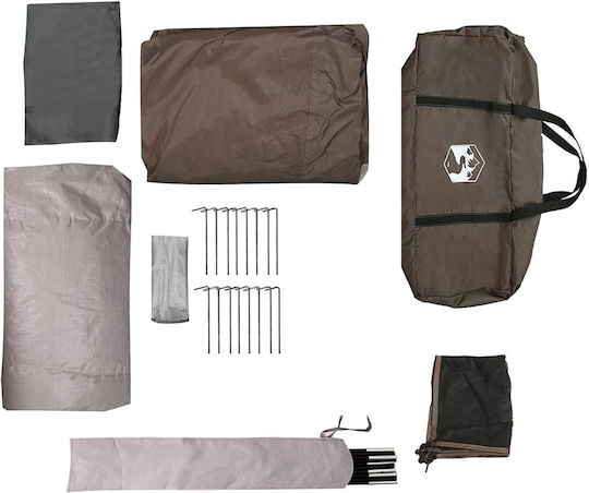 vidaXL Camping Tent Tunnel Brown for 6 People 564x260x185cm