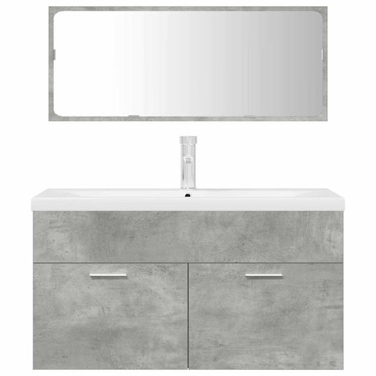 vidaXL Waschtisch mit Waschbecken & Spiegel L91xB18xH39.5cm Grey Concrete