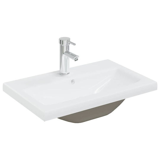 vidaXL Waschtisch mit Waschbecken, Spiegel & Säule L61xB18xH39cm Coffee