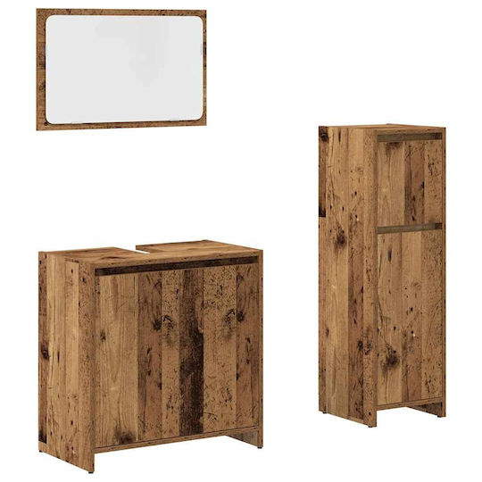 vidaXL Countertop with Sink, Mirror & Column Old Wood vidaXL Countertop with Sink, Mirror & Column Old Wood