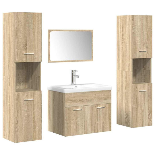 vidaXL Bench with Washbasin, Mirror & Column L61xW18xH39cm Sonoma Oak