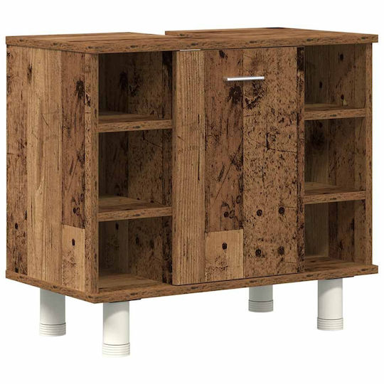 vidaXL Waschtisch mit Waschbecken, Spiegel & Säule Old Wood