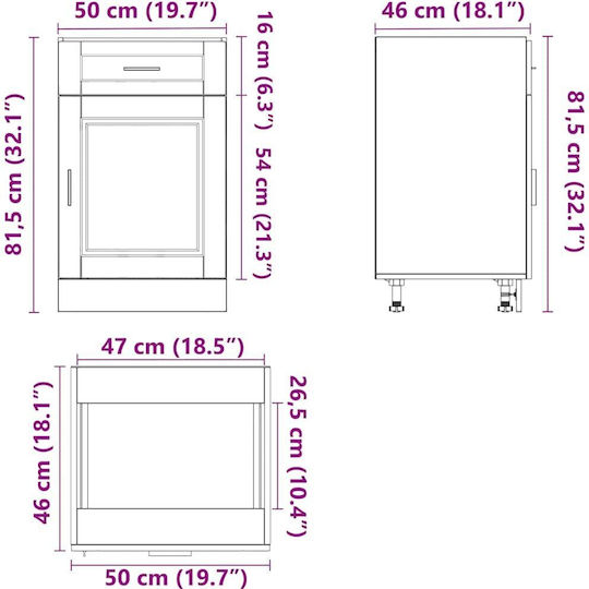 Oak Sonoma 50x46x81.5buc