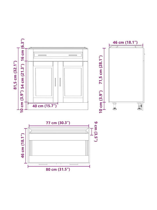 Επιδαπέδιο Ντουλάπι Μπετόν Γκρι 80x46x81.5εκ.