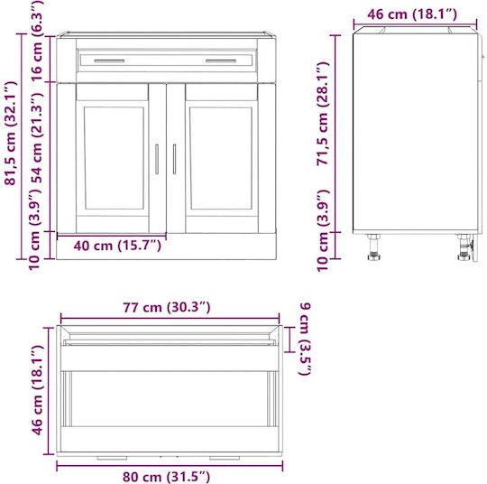 Floor Cabinet Oaks 80x46x81.5cm