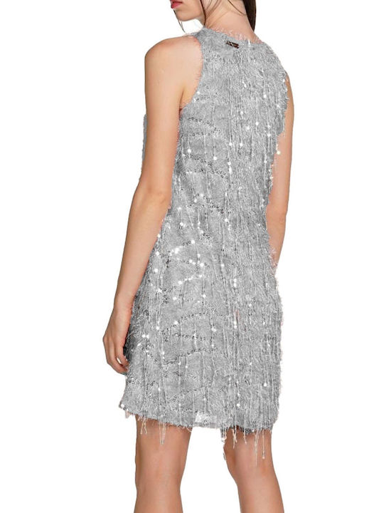 Kendall + Kylie Mini Evening Dress Silver