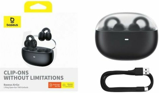 Baseus AirGo AS01 Offenes Ohr Bluetooth-Freisprecheinrichtung Kopfhörer mit Ladeetui Black / Transparent