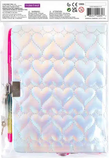 Make It Real Notebook with Blank Pages , Lock and Pen Holder Silver