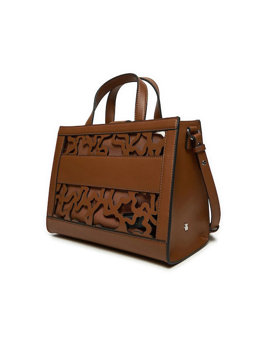 Tous Amaya Kaos Shock Leather Women's Bag Shopper Brown