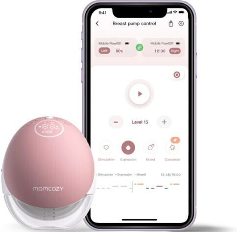Momcozy M9 Φορητό Μονό Θήλαστρο Μπαταρίας Χωρίς BPA Ροζ 180ml