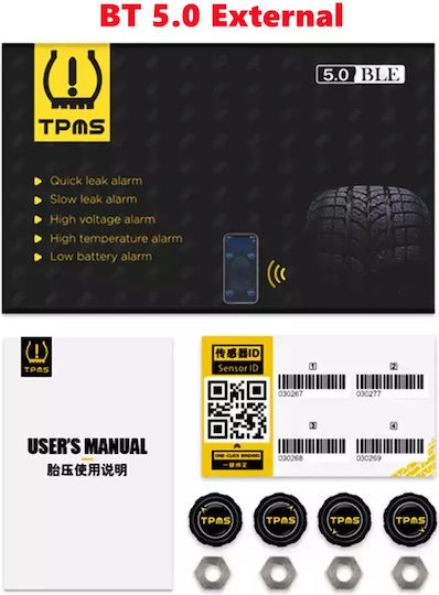 Tpms Bluetooth 50 Internal External Sensor Android Ios Mobile App Display Bt 50 External