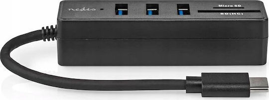 Nedis Usb Hub Nedis Ccgb64250bk01 Βάση Σύνδεσης Ενσύρματο Usb Type-c Μαύρο 13840735 5412810000000
