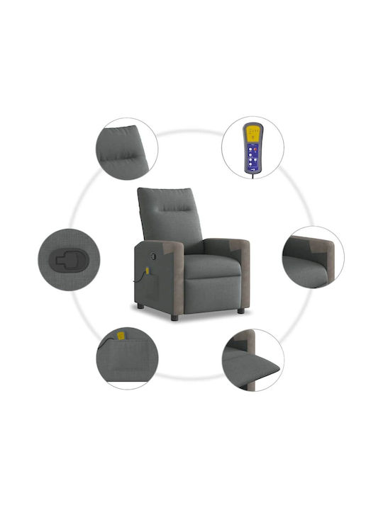 Πολυθρόνα Relax Massage με Υποπόδιο Σκούρο Γκρι 69x86x100cm
