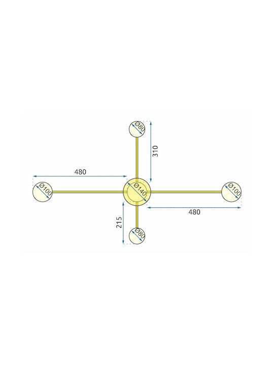 Toolight Plafonieră de Tavan Aurie cu LED Integrat