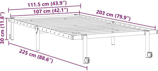Folding Guest Bed Without Mattress Semi-Double Black 203x107cm