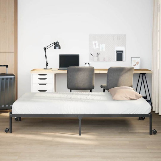 Folding Guest Bed with Mattress 30cm Single Black 200x100cm