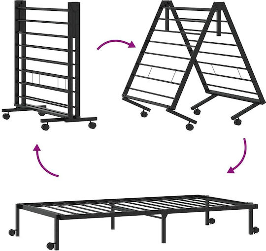 Folding Guest & Folding Bed Without Mattress Semi-Double Black 212x104.5x30cm
