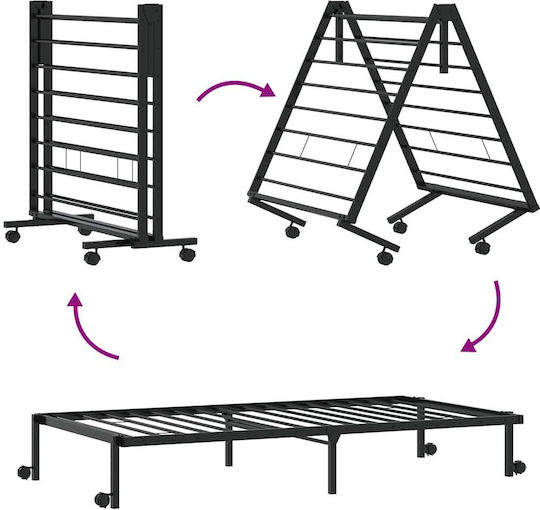 Folding Guest Bed with Mattress 30cm Single Black 200x100cm