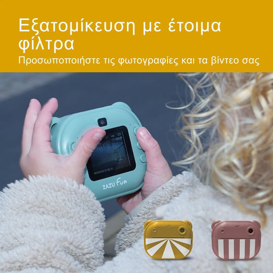 Zazu Fun Kids Camera 48 Mp Instant Printing Hd 1080p Yellow