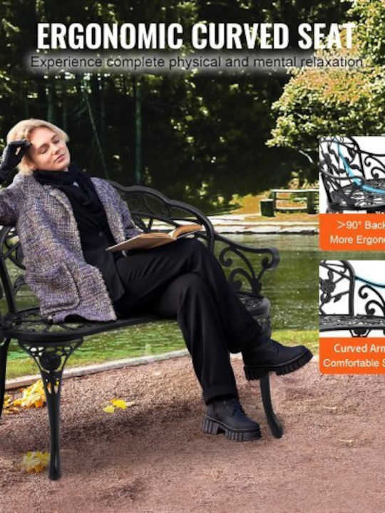 Bancă Exterior Metalic Negru 57x98.7x79cm