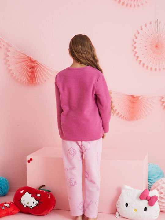 Siyah Inci Kinder Schlafanzug Winterlich Fleece Fuchsia