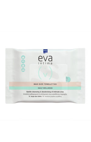 InterMed Eva Intima Daily Wellness Maxi Size Μαντηλάκια για Καθαρισμό της Ευαίσθητης Περιοχής με Χαμομήλι & Πρεβιοτικά 12τμχ