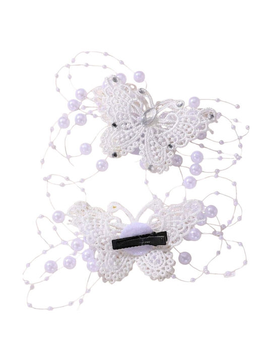 Set aus 2 Stück Offizielle Beeindruckende Schmetterling Stickerei Haarklammern mit Glitzernden Strasssteinen & Netz Glänzende Perlen Weiß Set aus 2 Stück Offizielle Beeindruckende Schmetterling Stickerei Haarklammern mit Glitzernden Strasssteinen & Netz Glänzende Perlen Weiß
