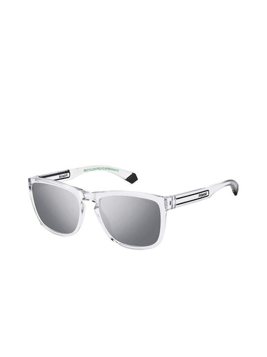 Polaroid Men's Sunglasses with Transparent Plastic Frame and Gray Mirror Lens pld2161/s 900/EX