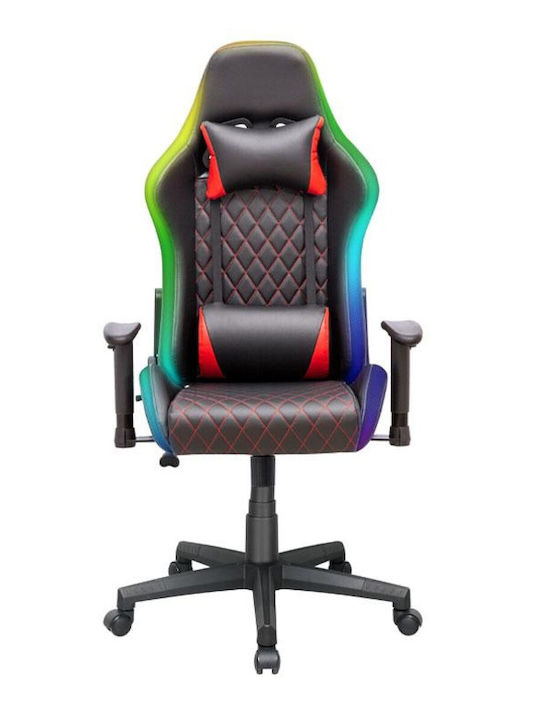 Oxford Home GC-3031R Gaming Stühle aus Künstliches Leder mit Verstellbare Armlehnen und RGB-Beleuchtung Schwarz