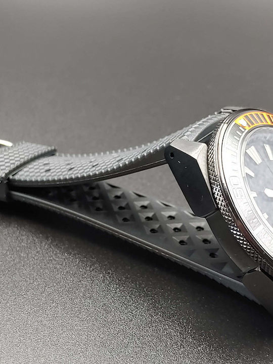 Aion Herrenuhr Batterie mit Schwarz Kautschukarmband