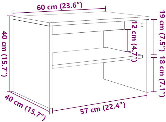 TV-Ständer Grau Beton M60xT40xH40cm
