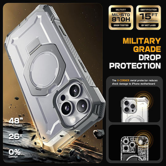Supcase Unicorn Beetle Defender Back Cover Metallic White (iPhone 16 Pro)