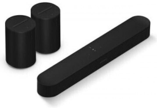 Sonos Σετ Ηχείων Home Cinema 5.0 Beam 5.0 Surround Set (Beam Gen2 + 2xEra 100) Ενσωματωμένο WiFi Dolby Atmos Black με Ασύρματα Ηχεία