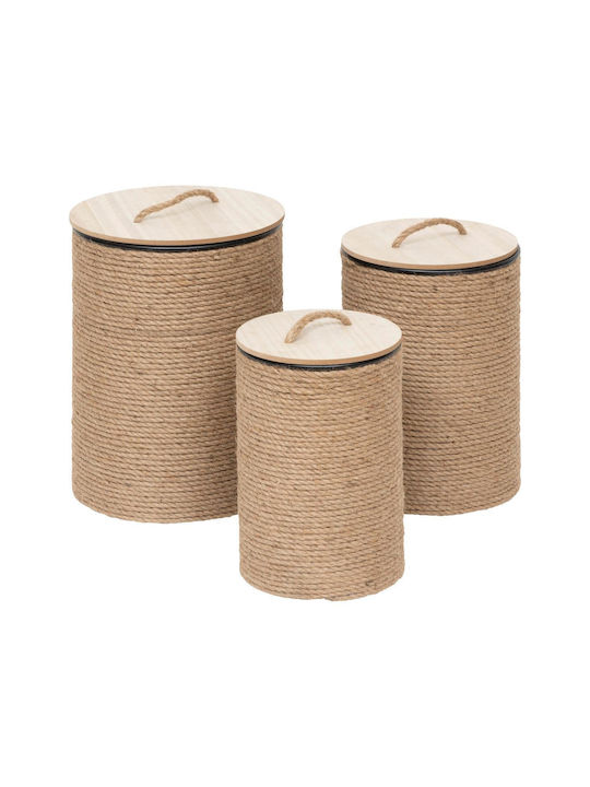 Atmosphera Bill Decorative Basket Wicker with Lid & Handles Beige 36x36x49.5cm