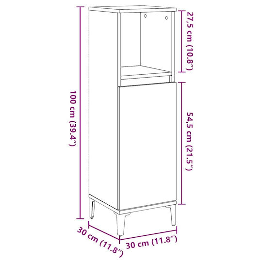 vidaXL Bathroom Cabinet L30xW30xH100cm Oak