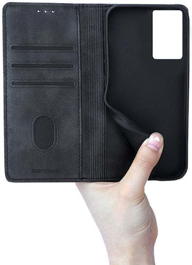 Carcasă portofel vintage cu magnet Sonique Vivo Y74s Vivo Y76 5G Negru