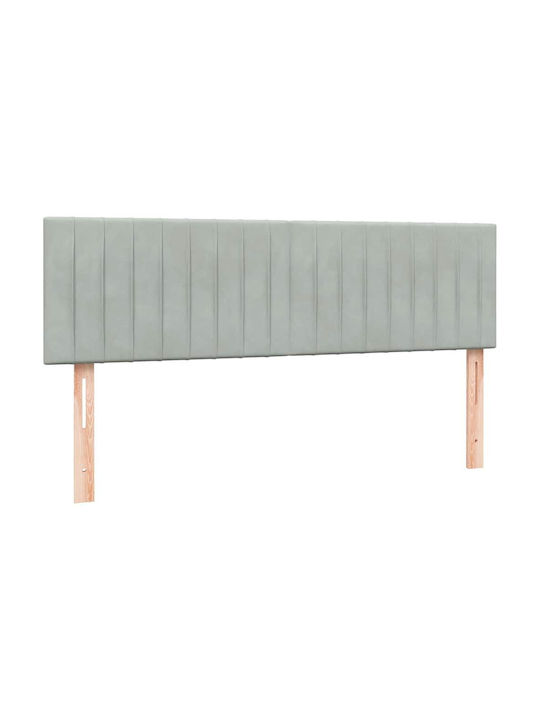 Pat Dublu Tapitat cu Material Textil Gri Deschis cu Plăci și Saltea 160x210cm