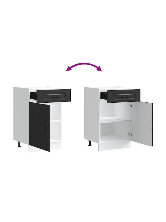 Kalmar Black Processed Wood Kitchen Base Cabinet Black 50 X 46 X 81.5 Cm