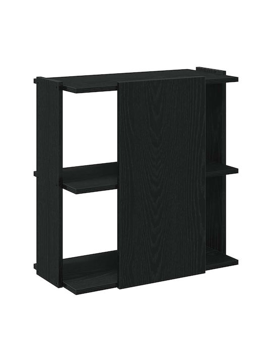 3-Tier Bookcase Black 60x30x60 cm Engineered Wood Black 60 x 30 x 60 cm