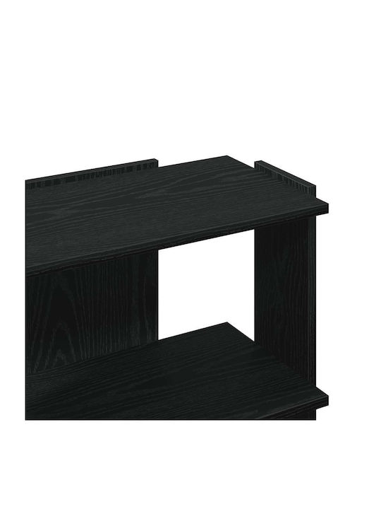 3-Tier Bookcase Black 60x30x60 cm Engineered Wood Black 60 x 30 x 60 cm