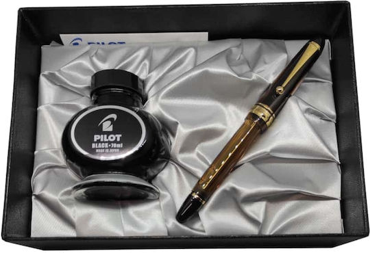Pilot Custom 823 Transparent Πένα Γραφής Broad Καφέ με Μαύρο Μελάνι