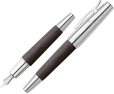 Faber-Castell E-motion Füllfederhalter Mittel Schwarze Holz mit Schwarz Tintenfarbe