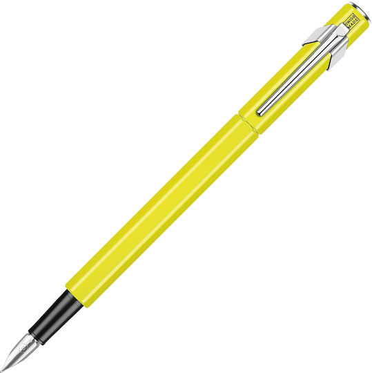 Caran D'ache Writing Pen Medium Yellow made of Aluminum with Blue Ink