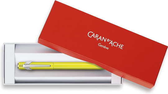 Caran D'ache Writing Pen Medium Yellow made of Aluminum with Blue Ink
