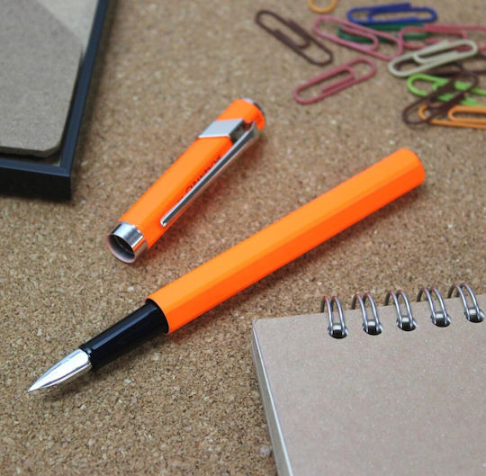 Caran D'ache Writing Pen Medium Orange made of Aluminum with Blue Ink